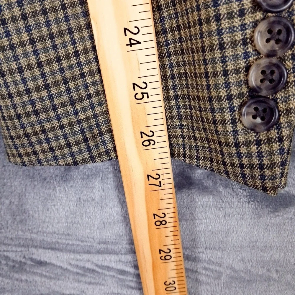 Burberrys of London Vintage Mens Blazer 46 Long Brown‎ Wool Cambridge Check 90s